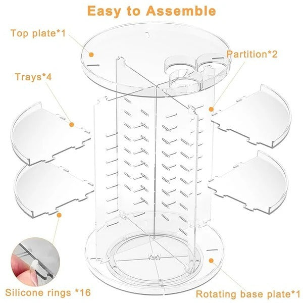 360 Rotating Diamond Shape Jewelry Organizer – Makeup Organizer
