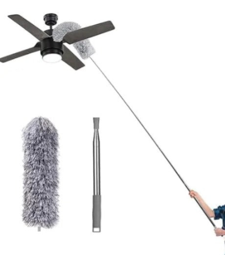 Cleaning Feather Duster 8ft Long -  Fan Cleaning Brush with Long Rod